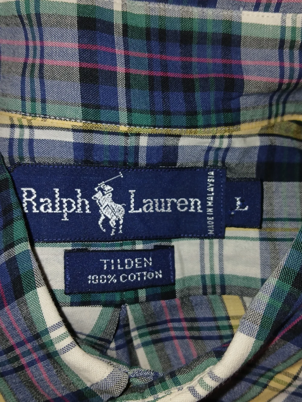 Ralph Lauren Golf Tilden Men's Button-Up Shirt‎ Tartan Plaid - Size Large